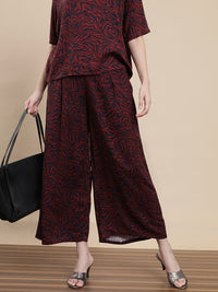 De Moza Women Co-ords with Pack of Palazzo & Top Maroon