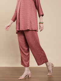 De Moza Women Co-ords with Pack of Top & Palazzo Dark Peach