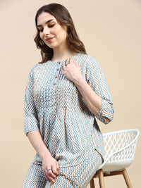 Tunic Top AOP-Offwhite - De Moza