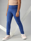 De Moza Girls Solid Jegging Royal Blue