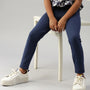 De Moza Girls Solid Jegging Navy Blue