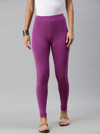 De Moza Ladies Ankle Length Leggings Solid Cotton Light Purple