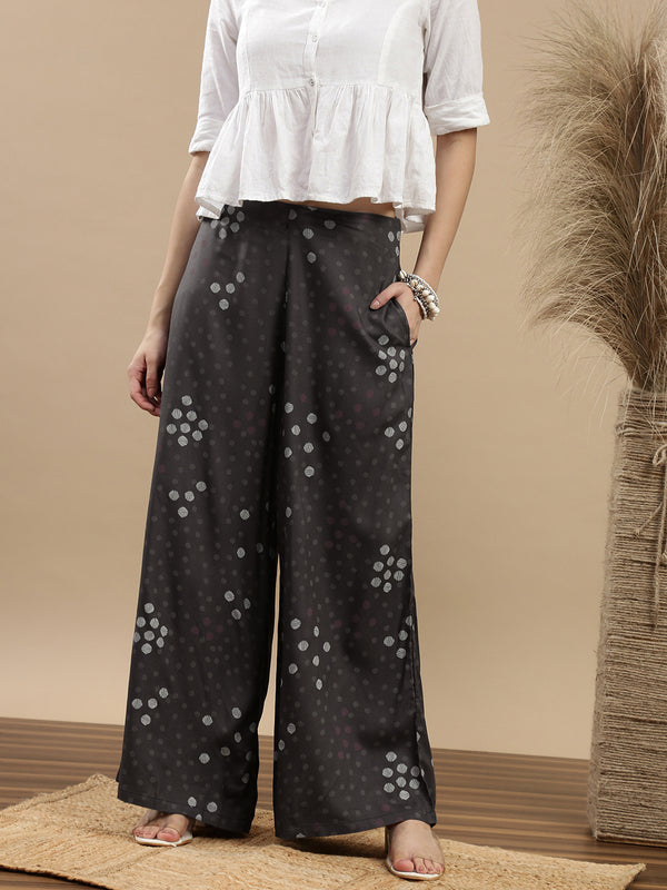 De Moza Women Casual Palazzo Dark Grey - De Moza