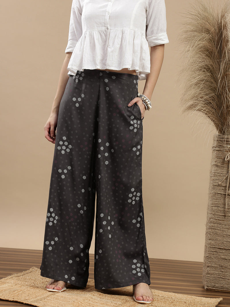 De Moza Women Casual Palazzo Dark Grey - De Moza