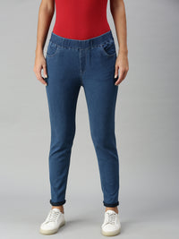 De Moza Women Casual Jegging Mid Blue