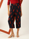 De Moza Ladies Printed Palazzo Navy Blue