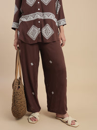 De Moza Women Casual Palazzo Dark Brown - De Moza