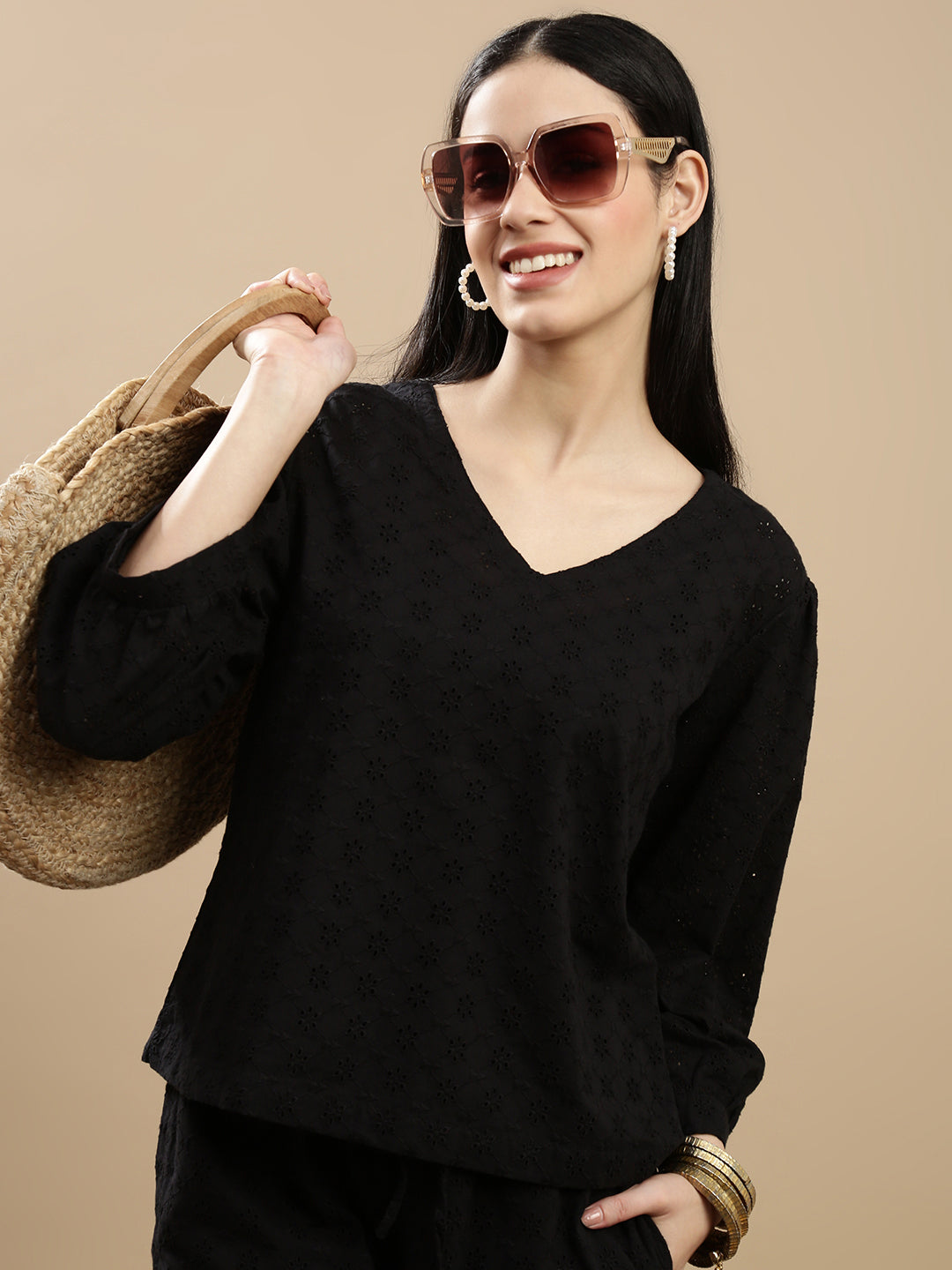 De Moza Women Casual Top Black