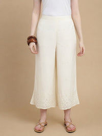 De Moza Women Woven Viscose Relaxed Fit Culottes with Functional Pockets Natural - De Moza