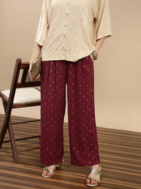 De Moza Women Festive Palazzo Maroon - De Moza