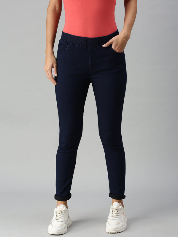 De Moza Women Casual Jegging Enzyme Blue - De Moza