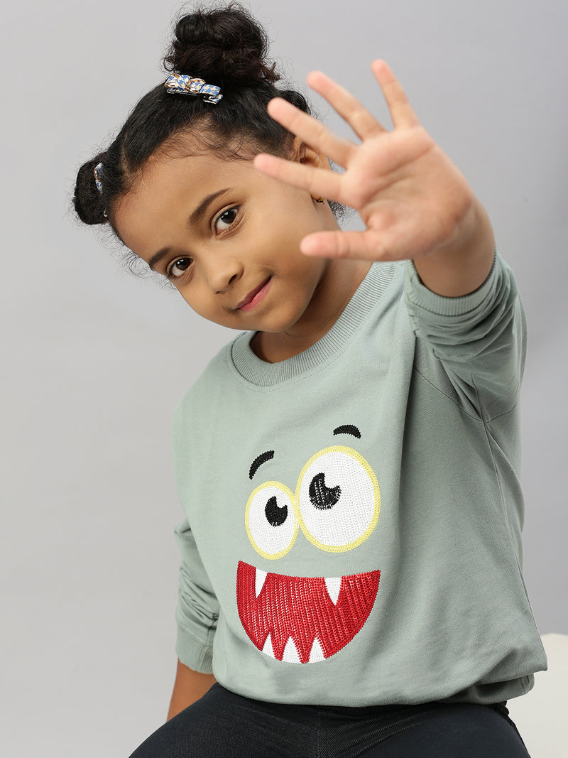 PIPIN Girls Printed Sweatshirt Light Petrol