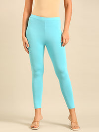 Ankle Length Leggings Viscose-Sky Blue - De Moza
