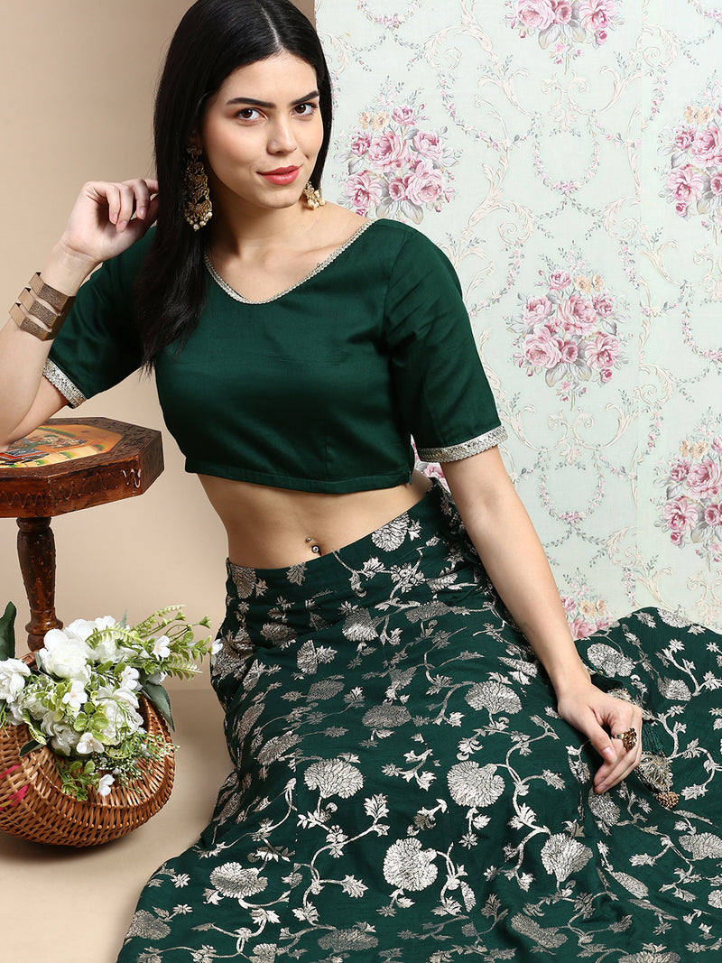De Moza Women Skirt Woven Bottom Embroidery Polyester Deep Green - De Moza