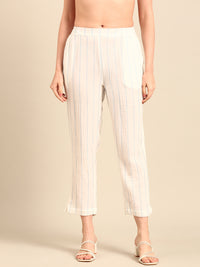 Straight Pant Yarn Dyed-White - De Moza