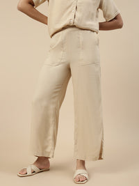 Co-Ord Set(Casual Top & Carpenter Pant)-Light Beige
