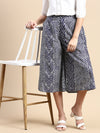 De Moza Women Printed Culottes Navy Blue