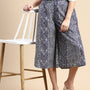 De Moza Women Printed Culottes Navy Blue