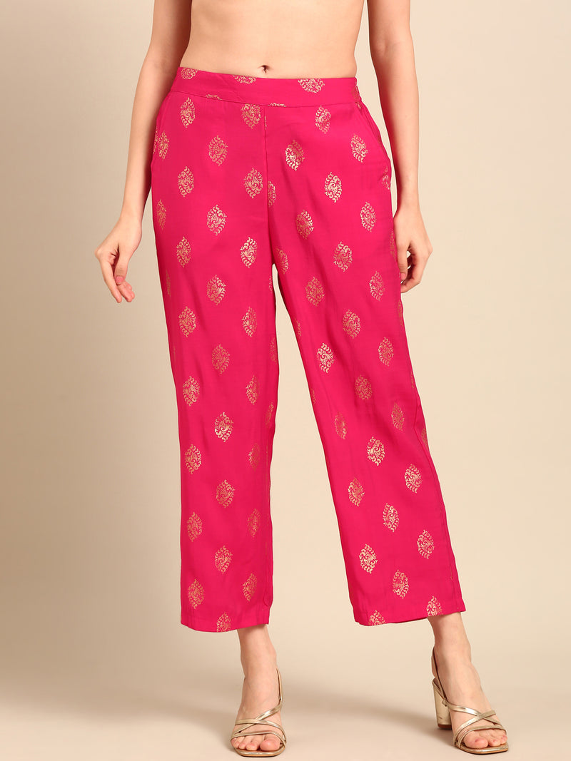 Palazzo All Over Print-Pink - De Moza