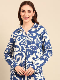 Tunic Top All Over Print-Blue - De Moza