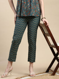 Straight Pant AOP-Green - De Moza