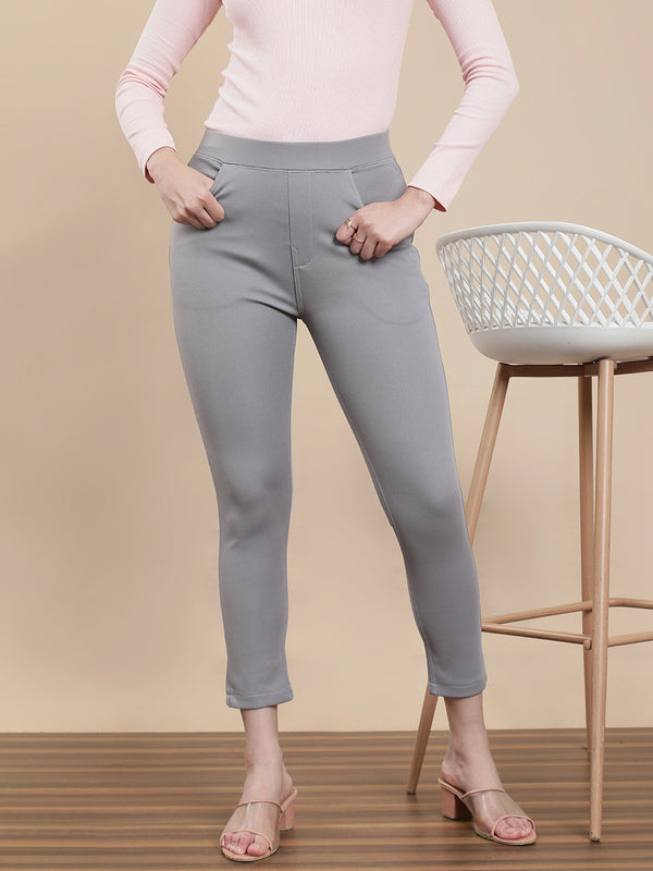 De Moza Women's Casual Jegging Light Grey - De Moza