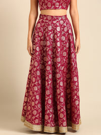 Co-Ord Set (Blouse & Skirt)-Purple - De Moza