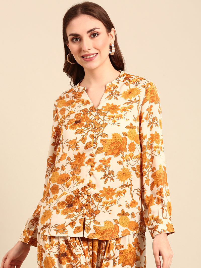 Top Floral Print-Yellow - De Moza