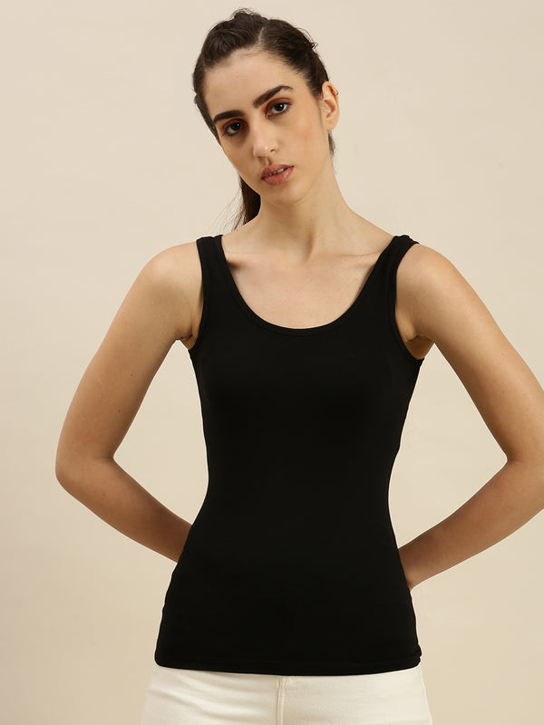 Ladies Razor Back Top Black - De Moza
