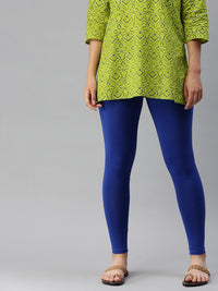 De Moza Ladies Ankle Length Leggings Solid Cotton Royal Blue