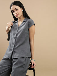 De Moza Women Casual Top Steel Grey