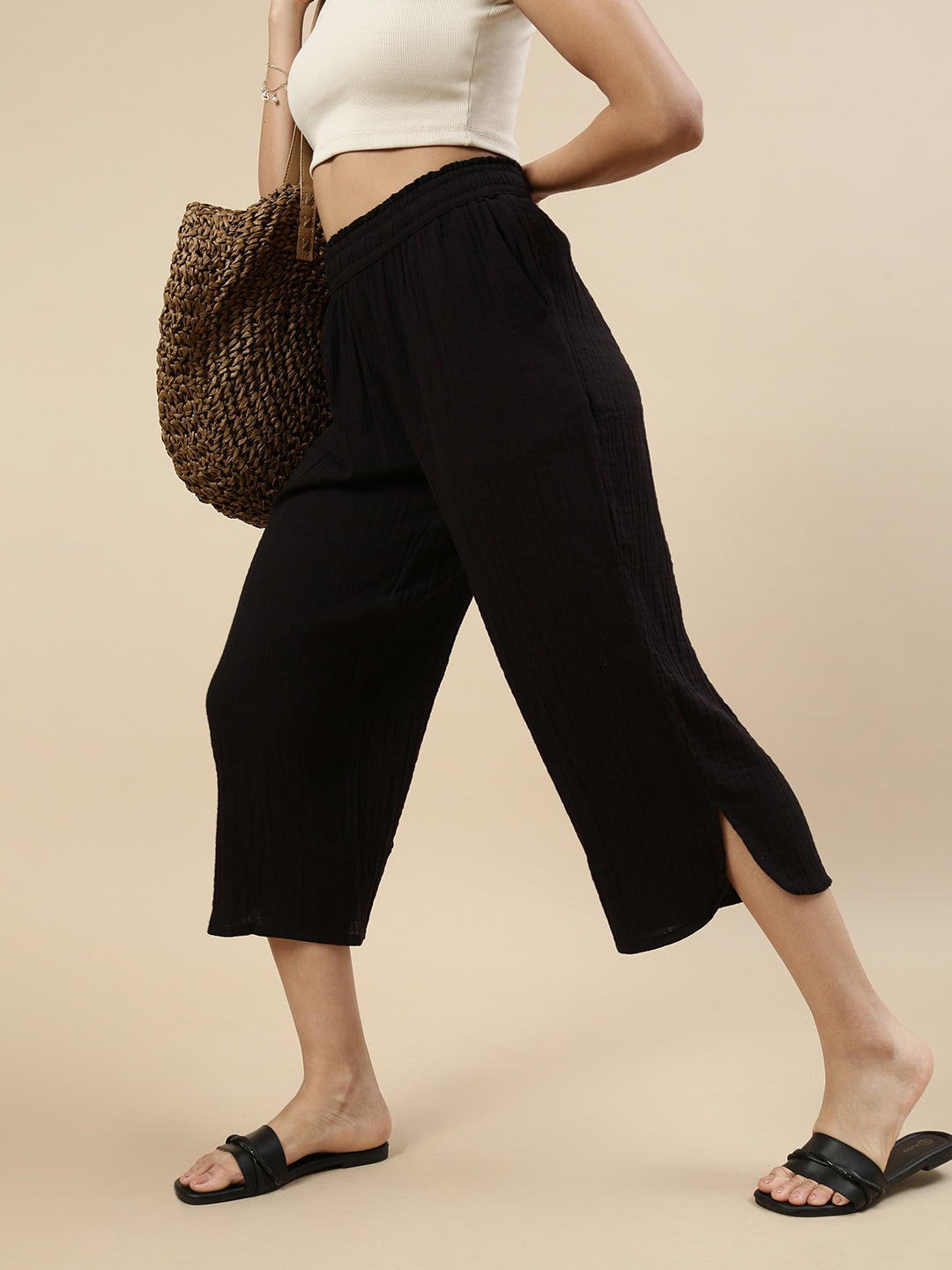 Crop Palazzo-Black - De Moza