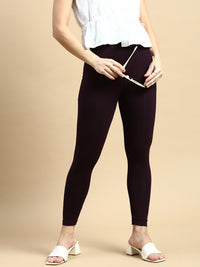 Ankle Length Leggings Viscose-Deep Purple - De Moza