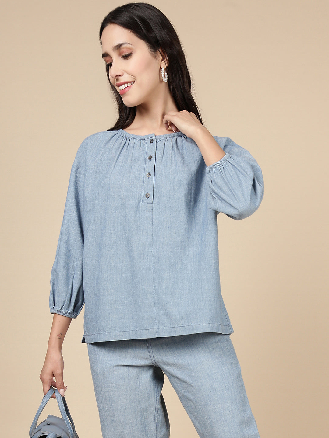 Denim Top-Mid Blue