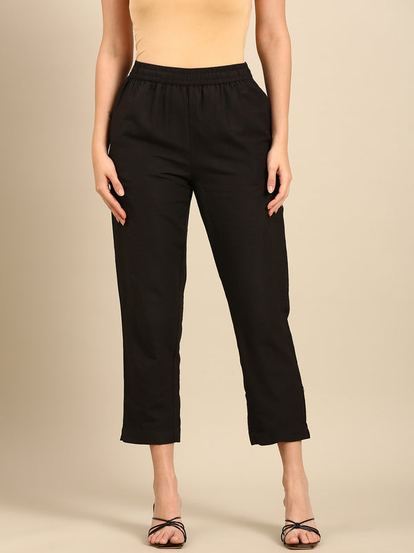 Cigarette Pants-Black - De Moza