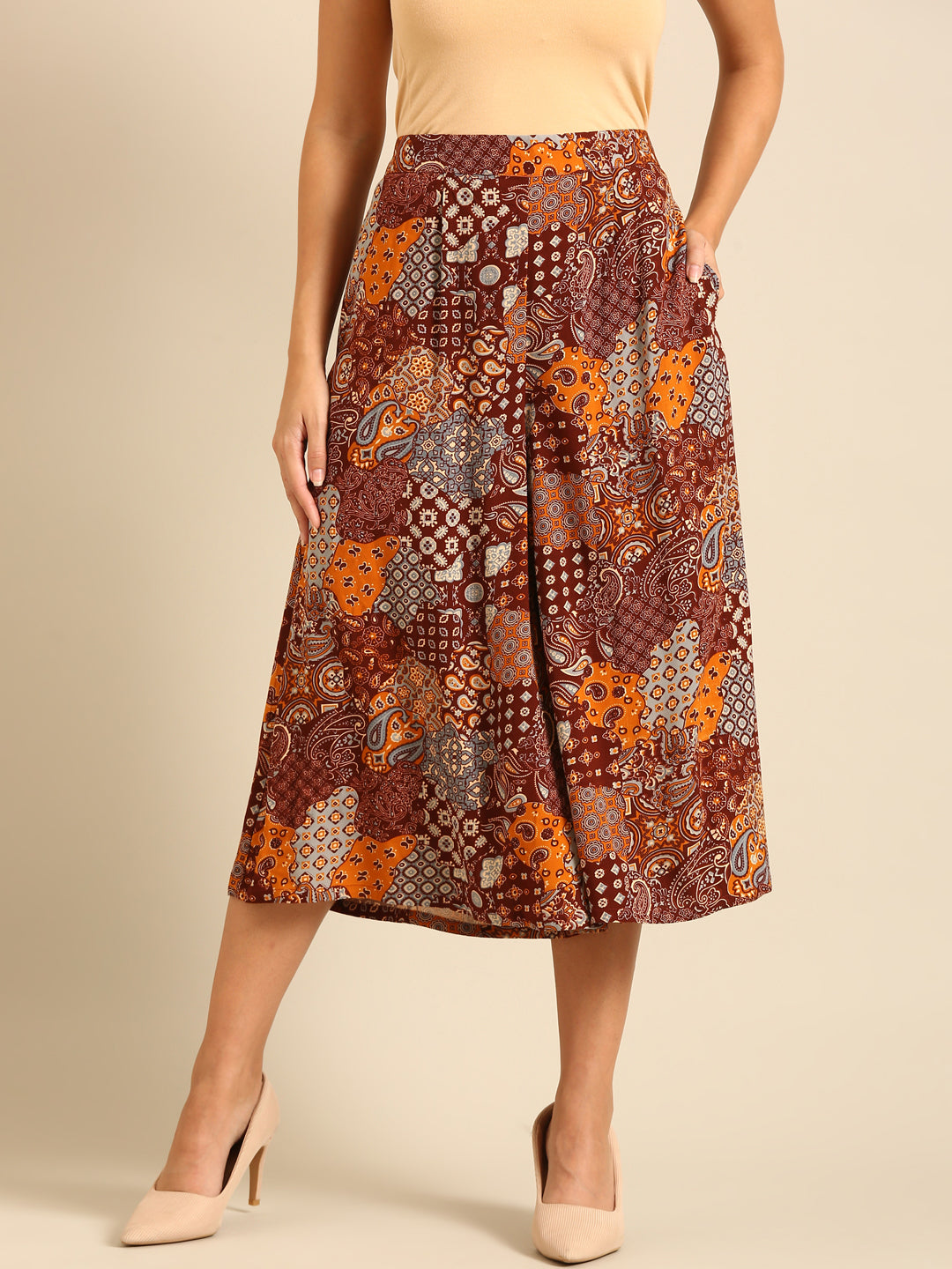 Printed Culottes-Brown - De Moza
