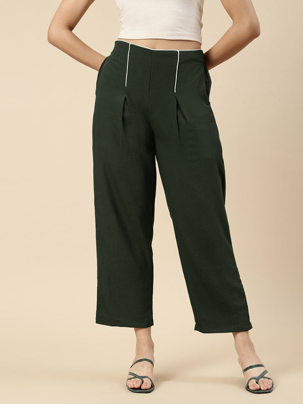 Pleated Pants-Olive - De Moza