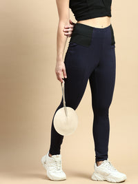 Treggings Woven Jacquard-Navy - De Moza