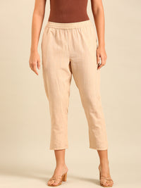 Printed Straight Pant-Beige - De Moza