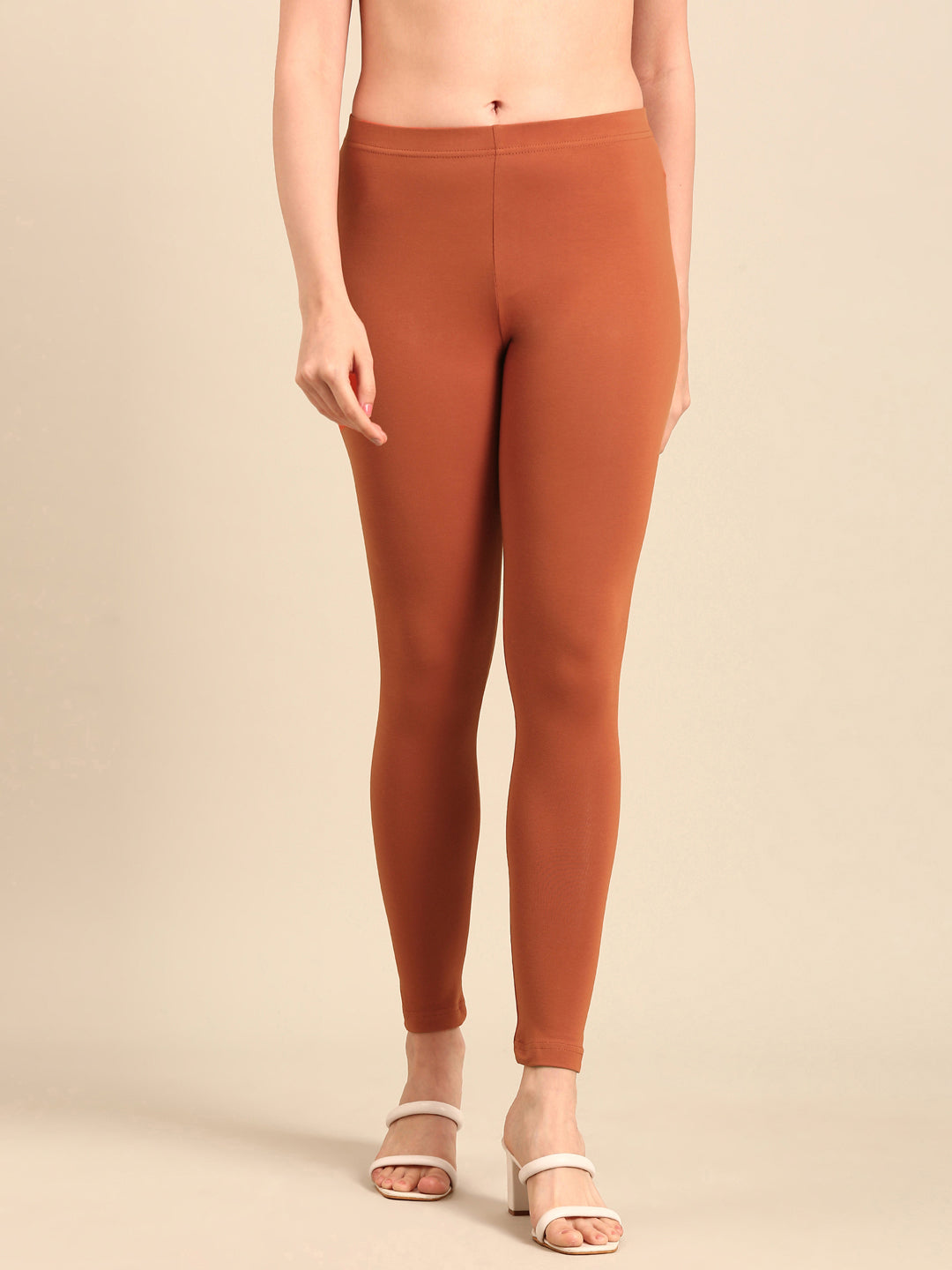 Ankle Length Leggings Cotton-Rust - De Moza