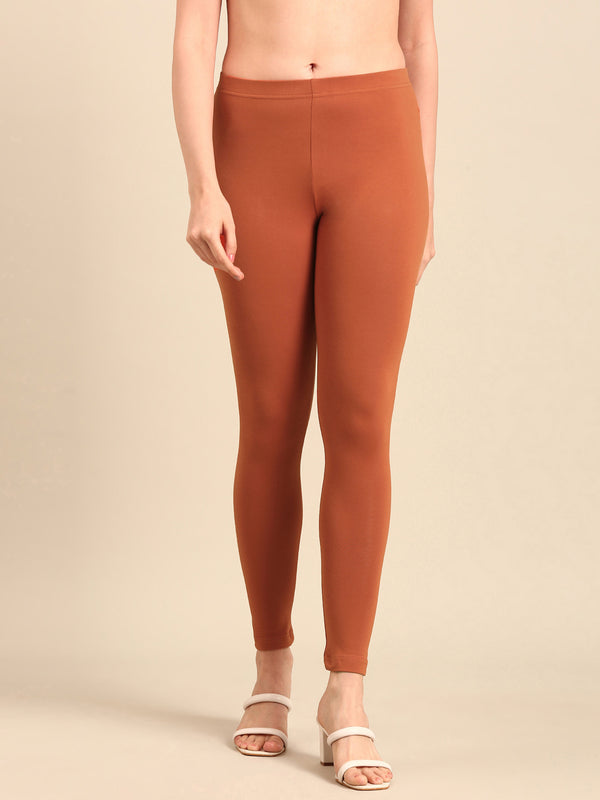 Ankle Length Leggings Cotton-Rust - De Moza