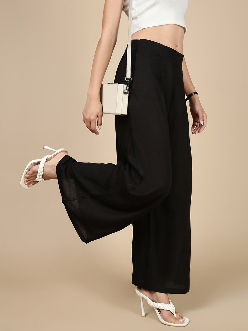 Pleated Palazzo-Black - De Moza