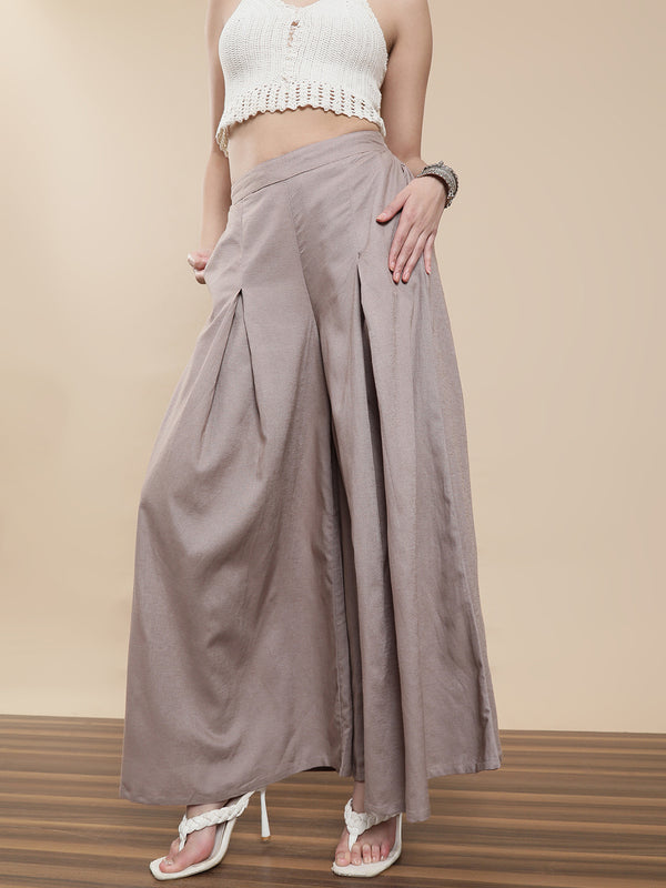 De Moza Women's Casual Palazzo Taupe - De Moza