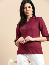 De Moza Women Shirt Top Burgundy