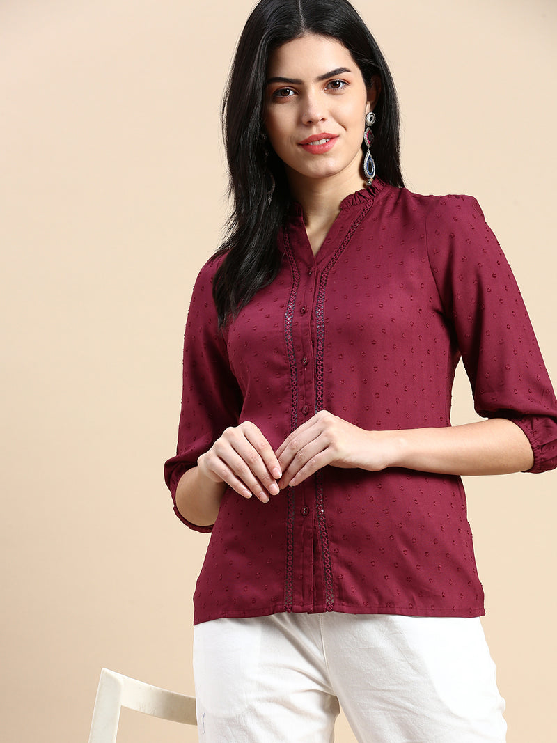 De Moza Women Shirt Top Burgundy