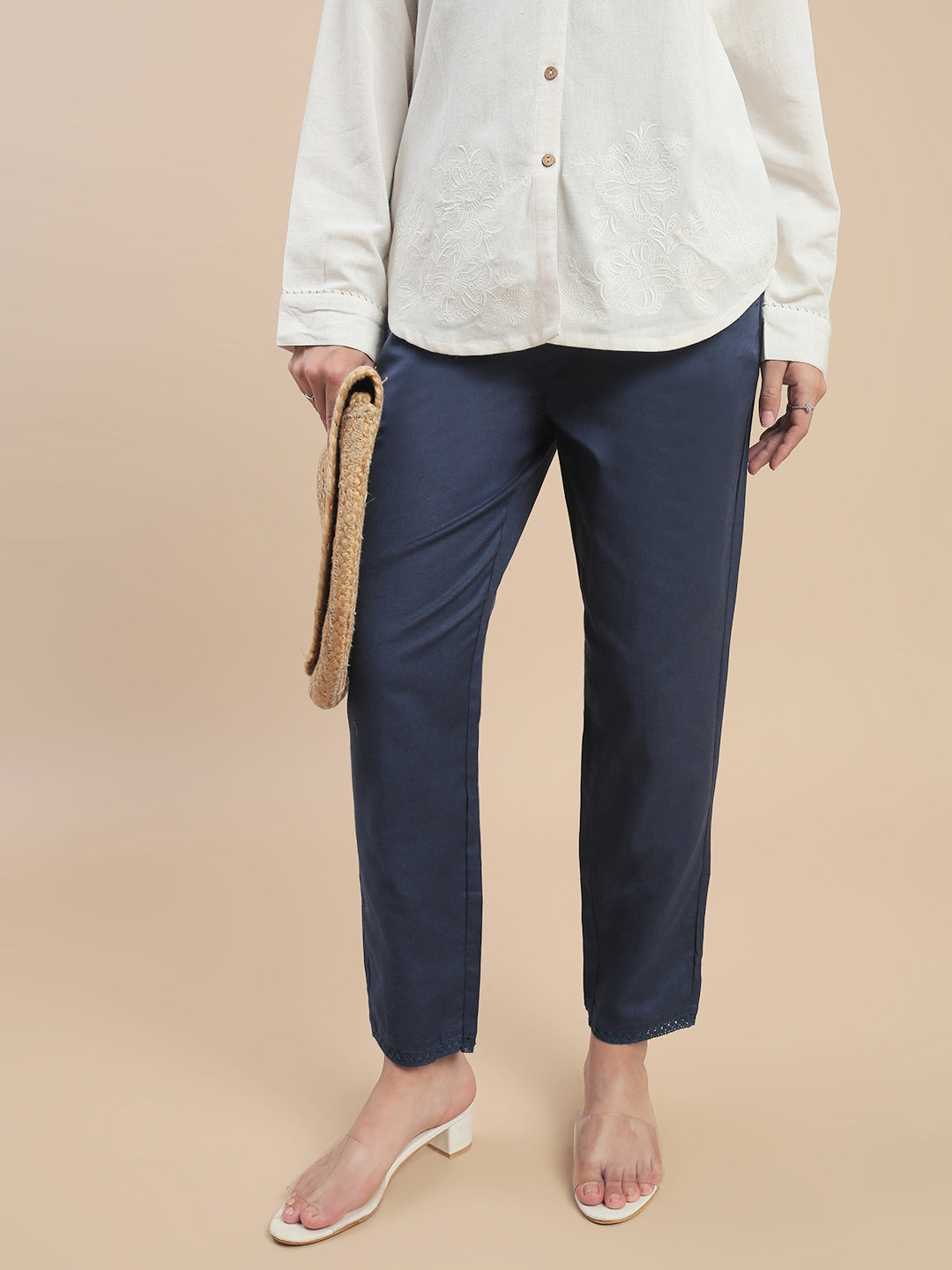 De Moza Women Cotton Lace Pants - De Moza