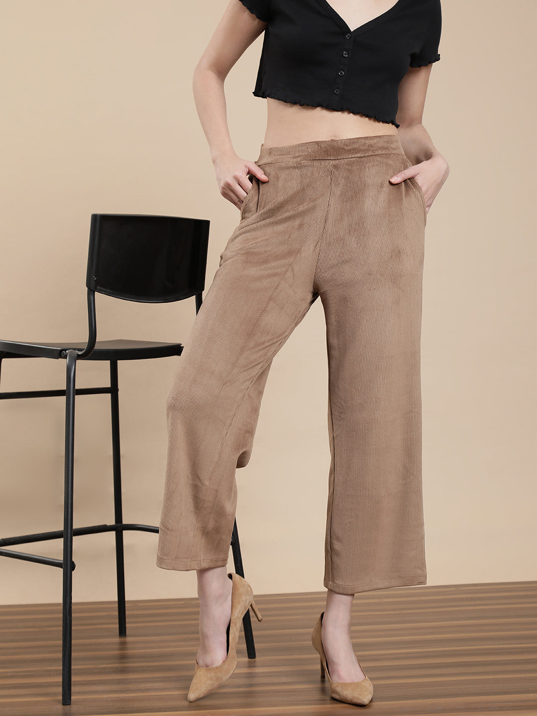 De Moza Women Casual Palazzo Tan