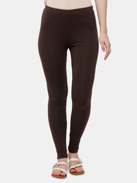 De Moza Ladies Ankle Length Leggings Solid Cotton Brown