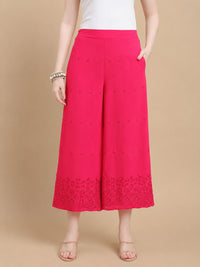 De Moza Women Woven Viscose Relaxed Fit Culottes with Functional Pockets Pink - De Moza