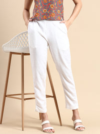 De Moza Women Cigarette Pant White